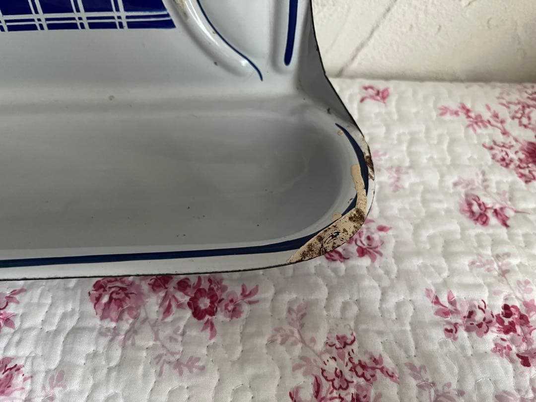 値下げ☆アンティーク BB社のホーローのレードルラック　ブルー