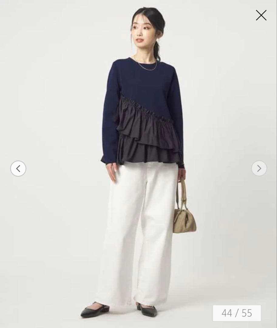 タフタ ドッキング ペプラム プルオーバー ニット ウォッシャブル