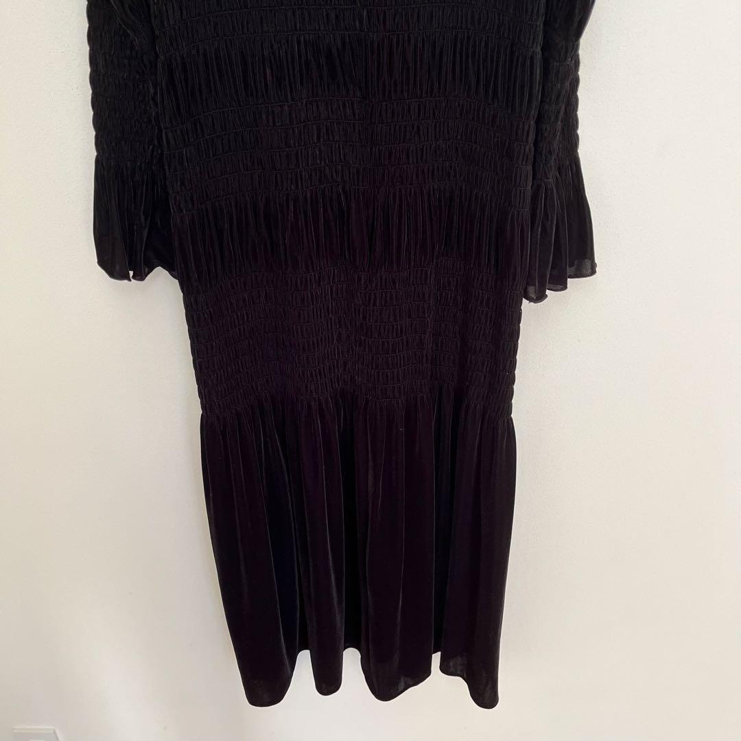 CLANE SHIRRING LONG ONEPIECE ブラック