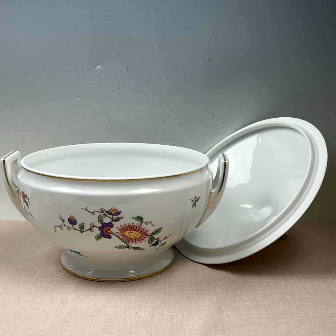 43 リチャード ジノリ スープチュリーン スープポット 花柄 蓋つき鉢 陶器