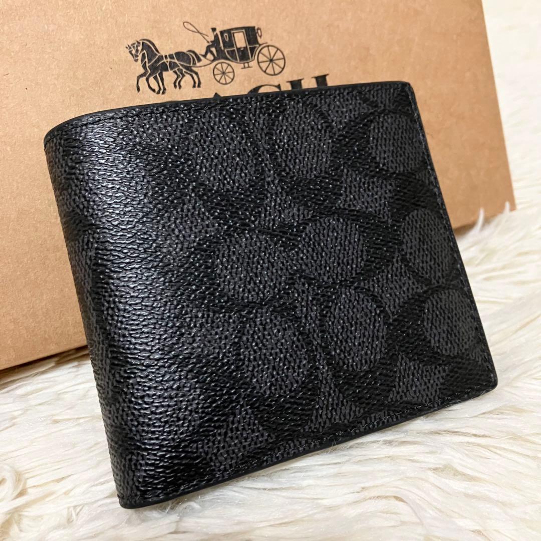 【極美品】 COACH シグネチャー フォールドウォレット