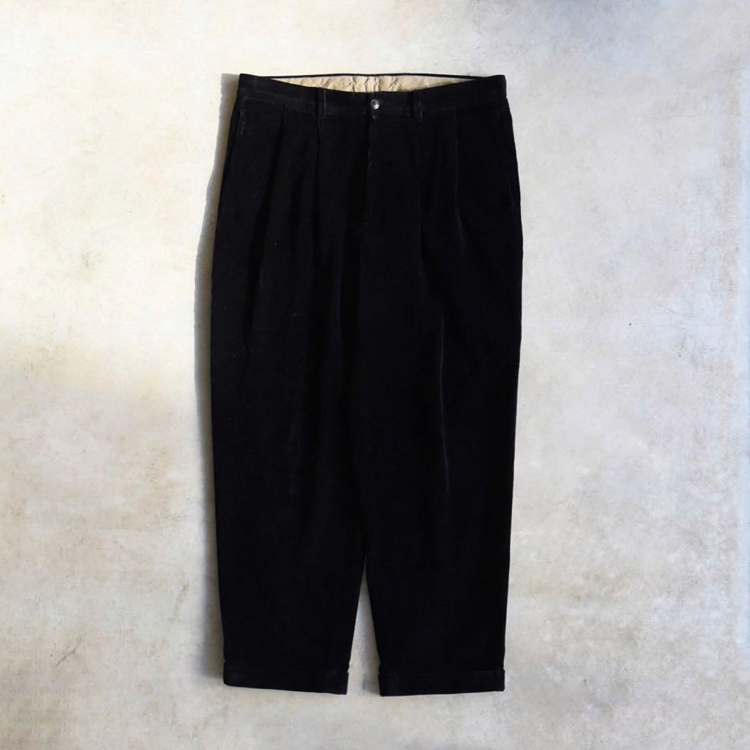 90s ノーティカ ツータックコーデュロイスラックス 黒ブラック W38 L30