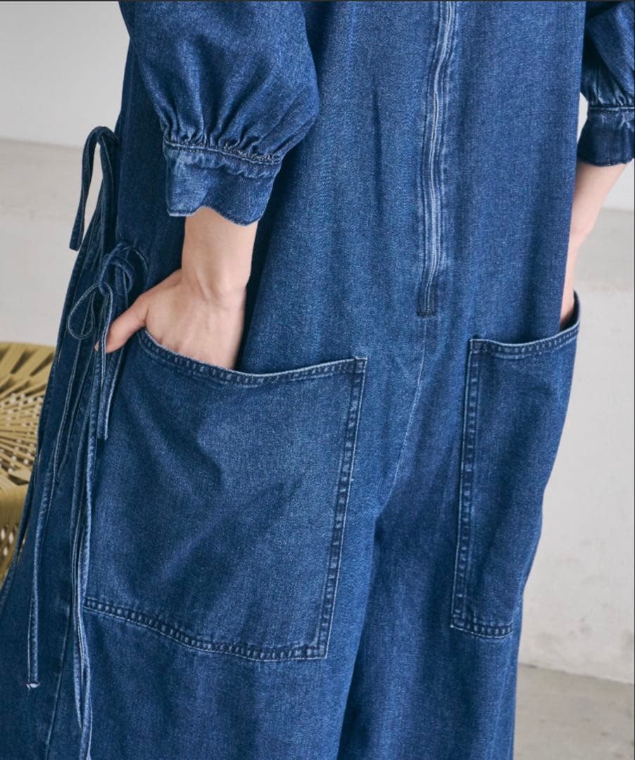 PERNA ハーフスリーブデニムオールインワン