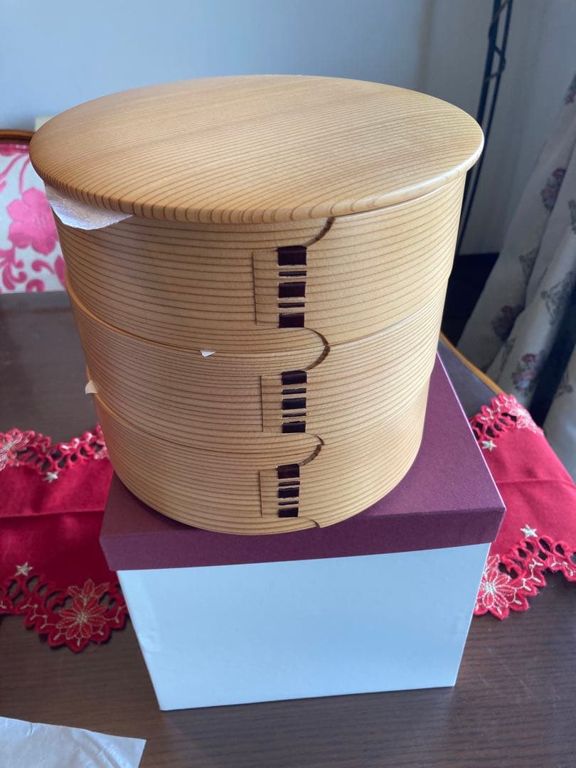 栗久　三段重　木目(小) 新品
