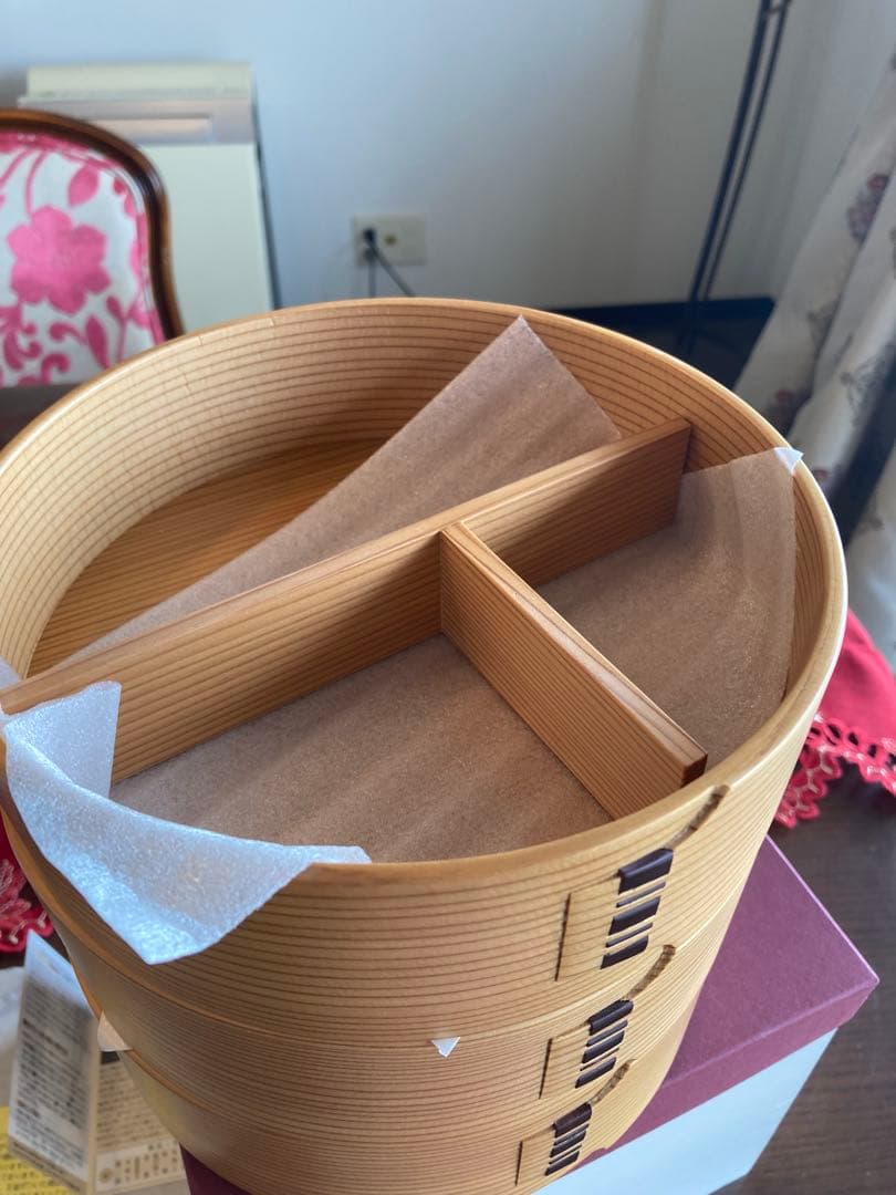 栗久　三段重　木目(小) 新品