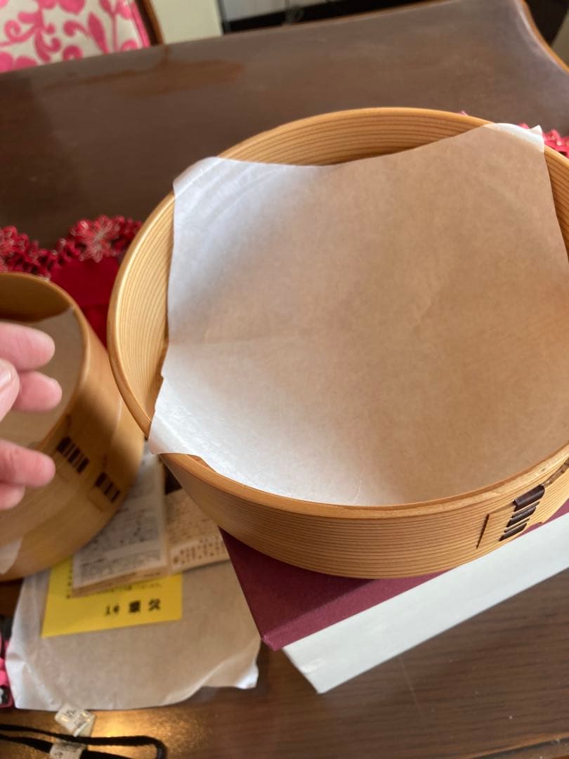 栗久　三段重　木目(小) 新品