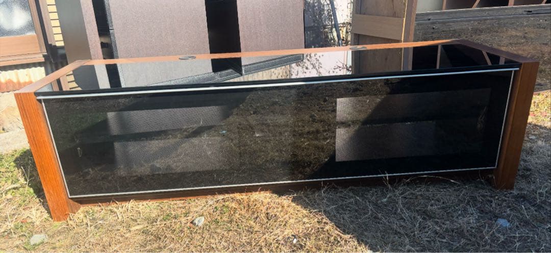 ダークブラウンテレビ台 シギヤマ家具　ガラス扉付