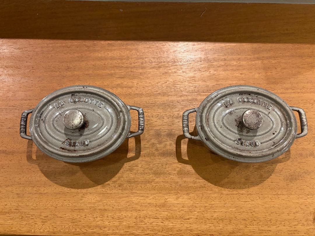 2個★STAUB ココット・オーバル　15cm グレー　ストウブ鍋　正規品