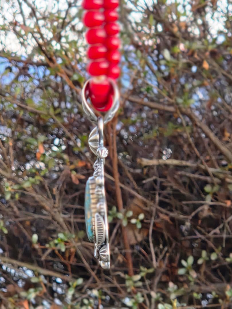 ハイグレード　ペルシャン　ターコイズ　インディアンジュエリースタイル　ペンダント