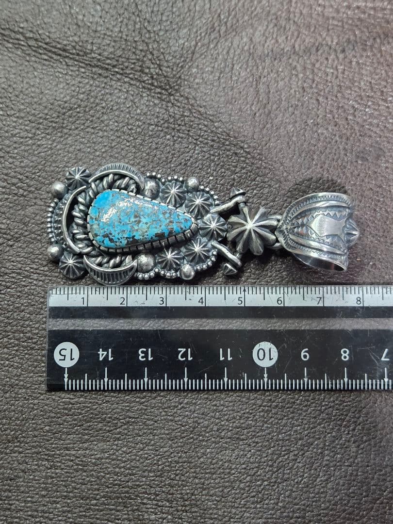 ハイグレード　ペルシャン　ターコイズ　インディアンジュエリースタイル　ペンダント