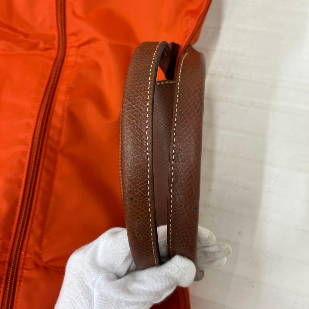 336 LONGCHAMP ロンシャン ボストンバッグ 2way オレンジ系