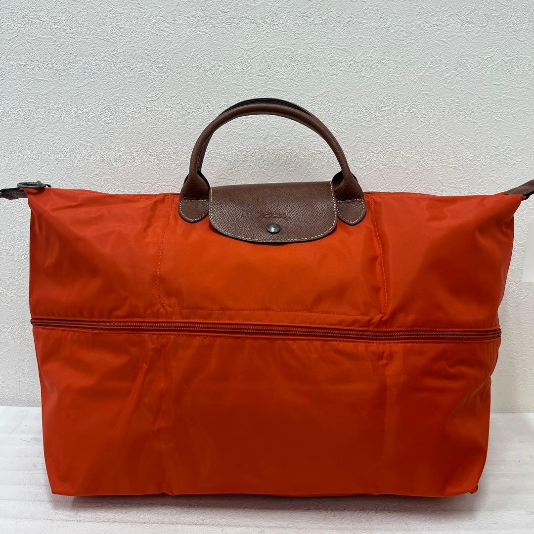 336 LONGCHAMP ロンシャン ボストンバッグ 2way オレンジ系