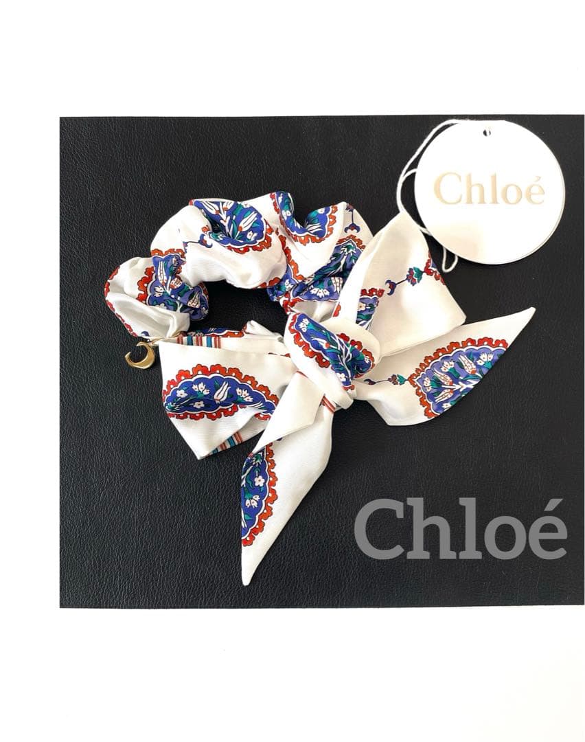 美品 Chloé クロエ チャーリー ロングリボンシュシュ