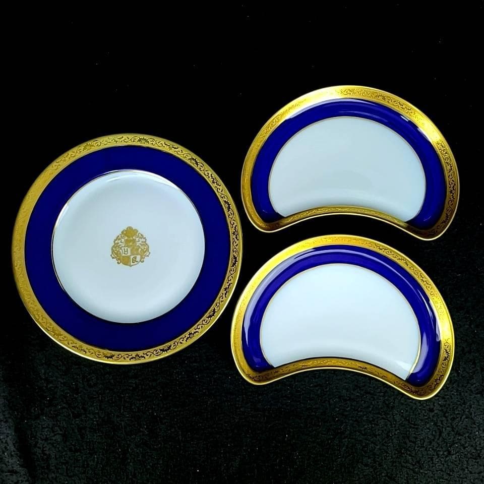 ♪美品♪レイノー　リモージュ　コバルトブルー　三日月プレート　プレート　3枚