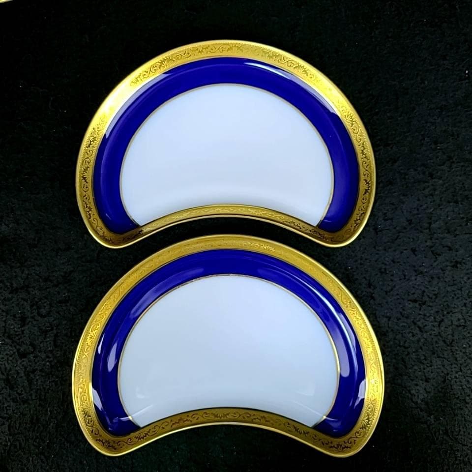 ♪美品♪レイノー　リモージュ　コバルトブルー　三日月プレート　プレート　3枚