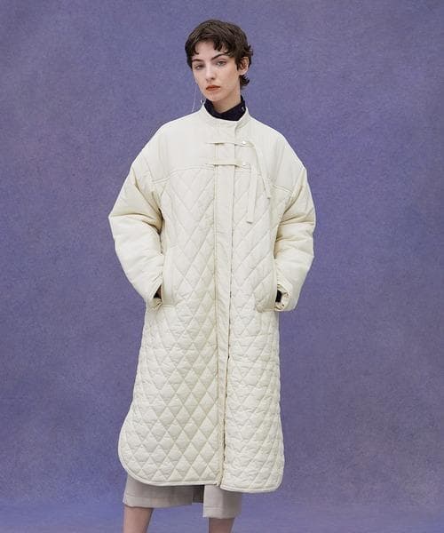 パブリックトウキョウ ダイヤキルティングオーバーコート アイボリー