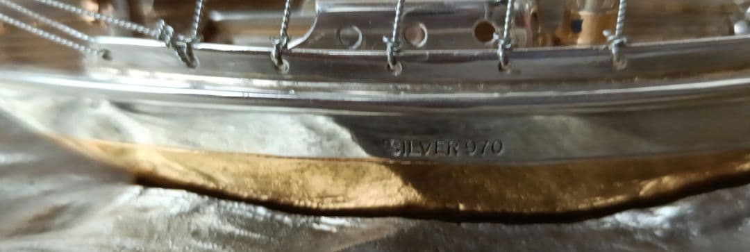 シルバー製　ヨット置物　SILVER 970