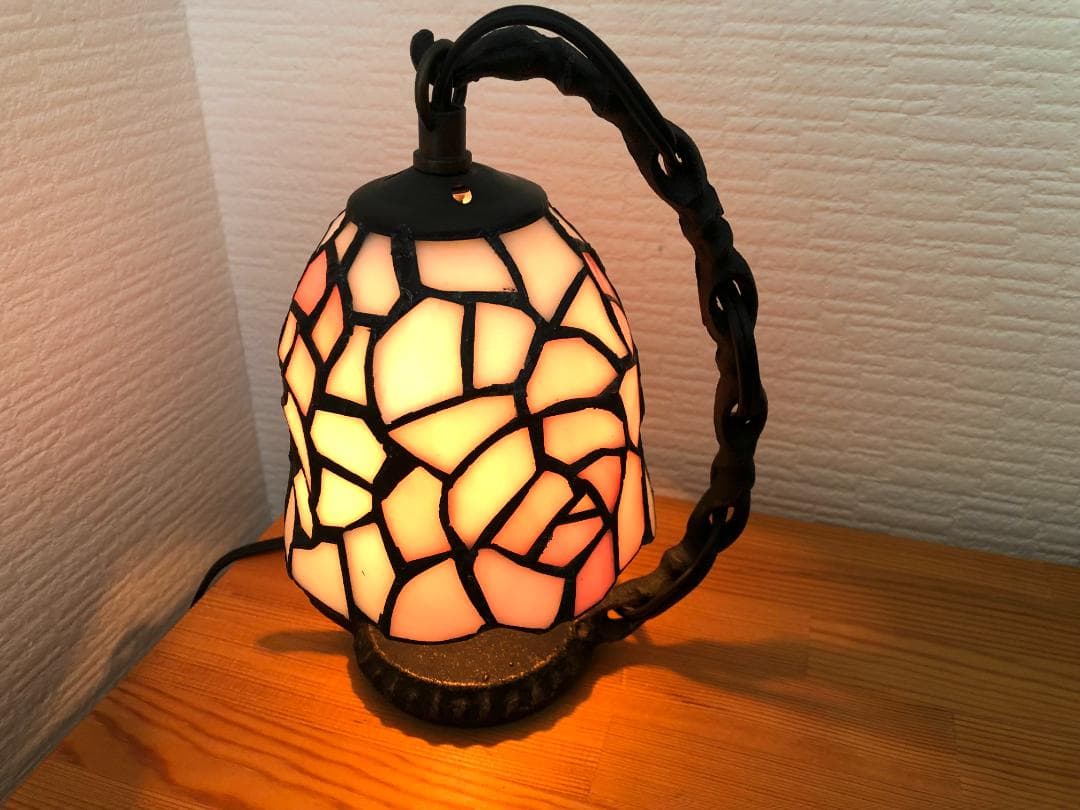 【アンティーク風】バラ柄 薔薇 ステンドグラス テーブルランプ ガレ風