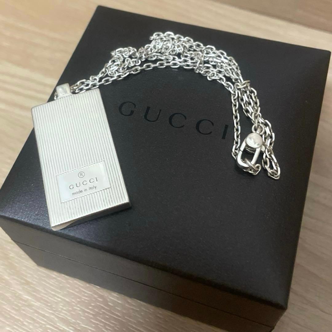 美品‼️ GUCCI グッチ ロゴ プレート ネックレス シルバー925 正規品