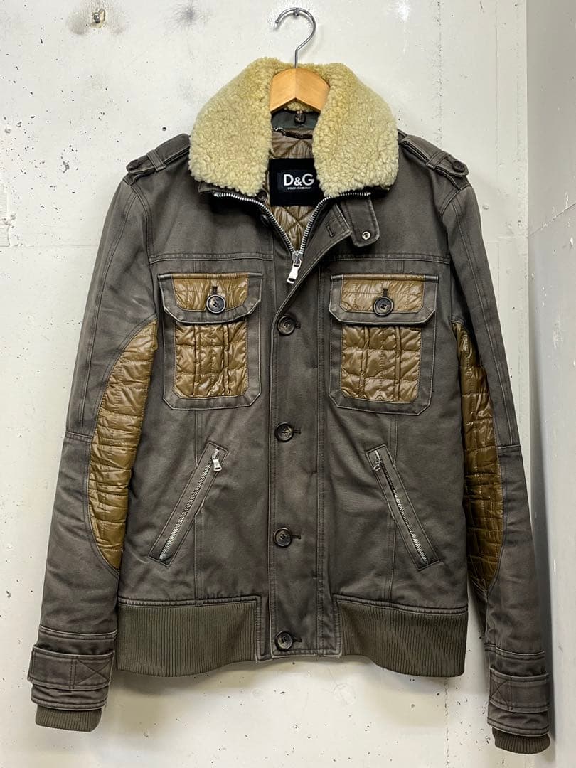DOLCE & GABBANA 襟ボア ジャケット D&G 48 イタリー製