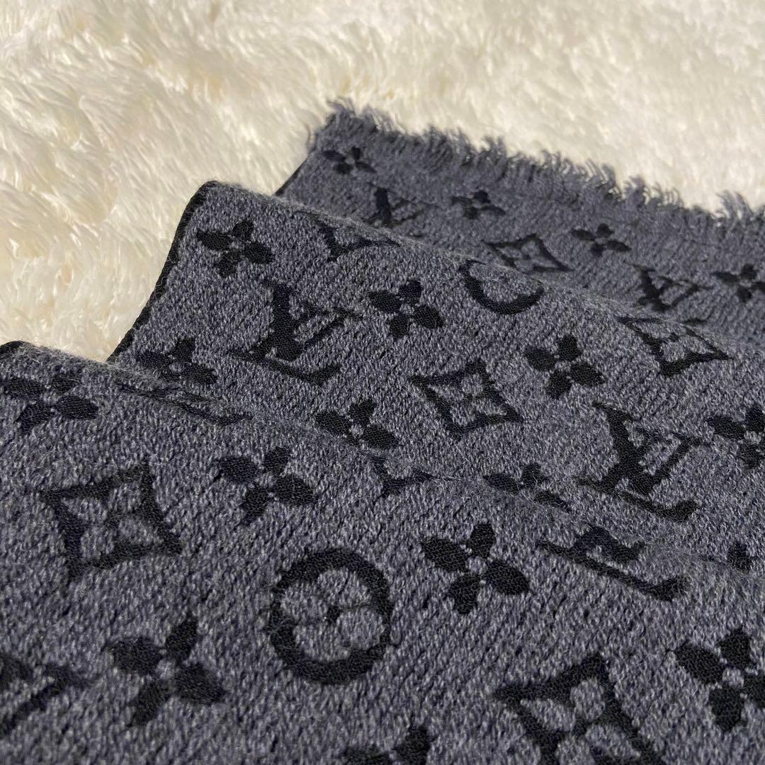 【極美品】LOUIS VUITTON ルイヴィトン モノグラム マフラー グレー