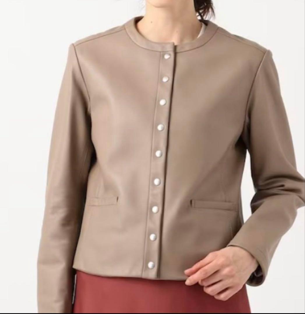 23区シープレザーノーカラージャケット