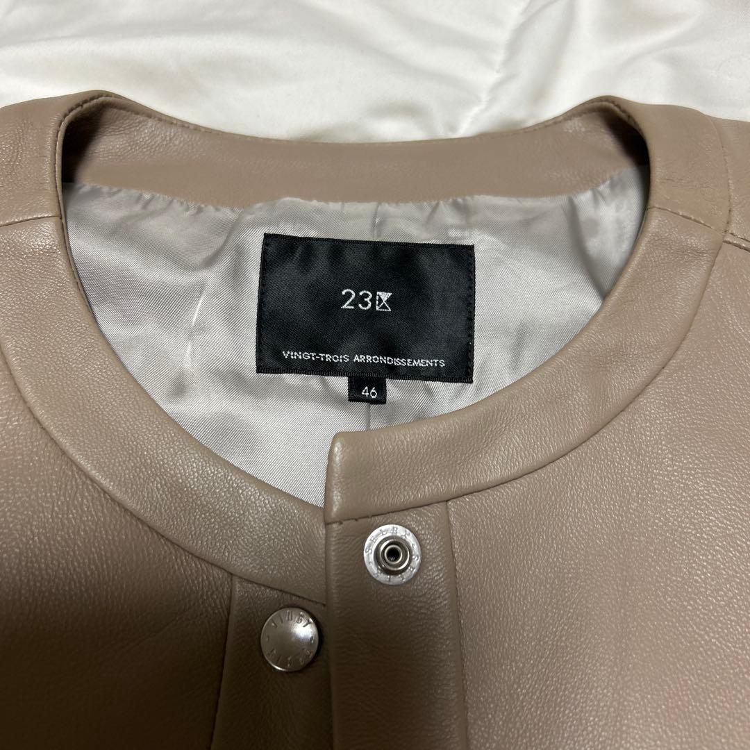 23区シープレザーノーカラージャケット