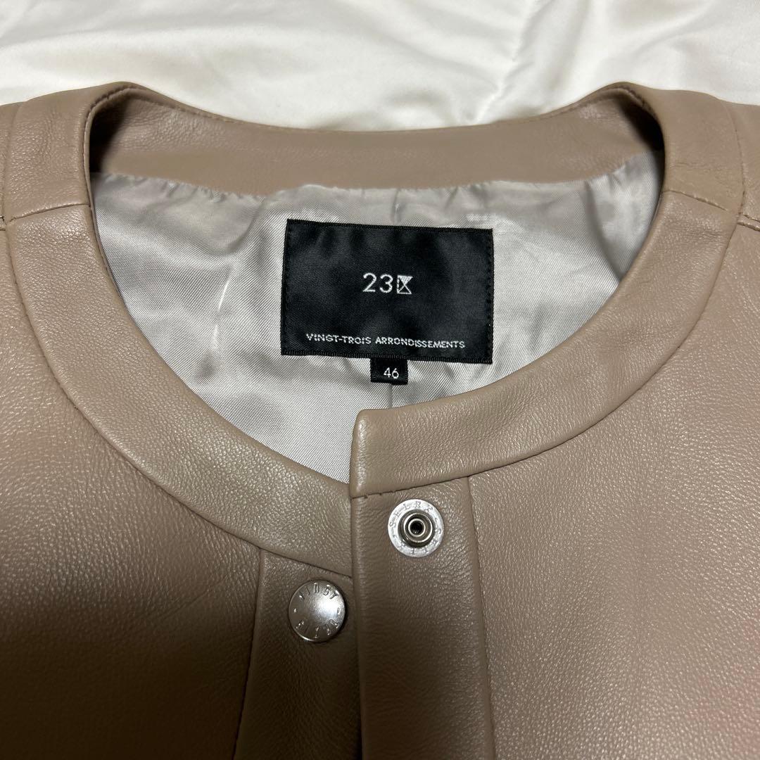 23区シープレザーノーカラージャケット