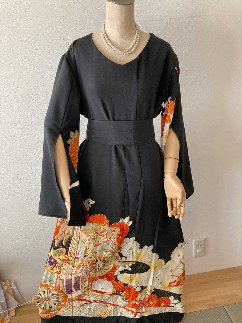 着物リメイクワンピース　留袖