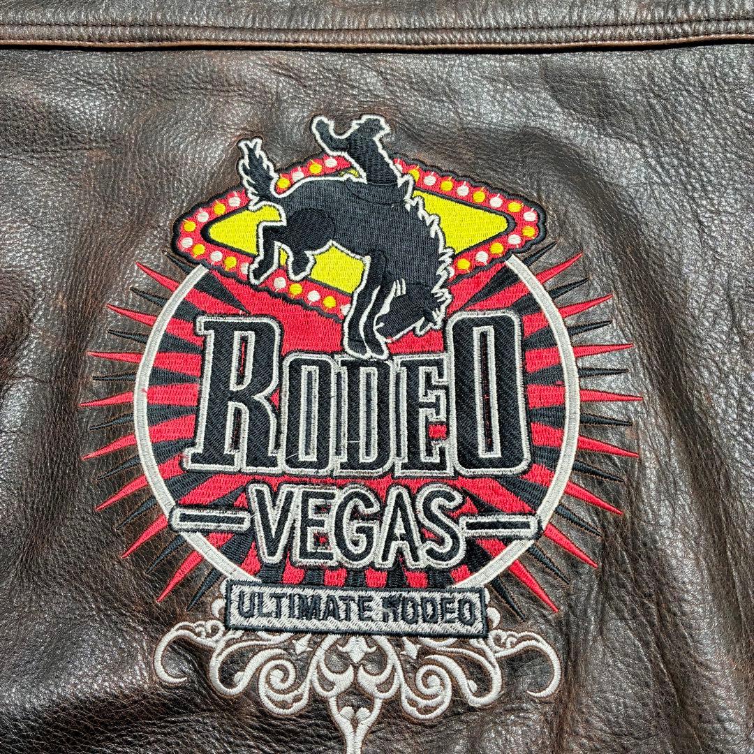 激シブ✨VINTAGE レザージャケット ライダース ワッペン ブラウン L