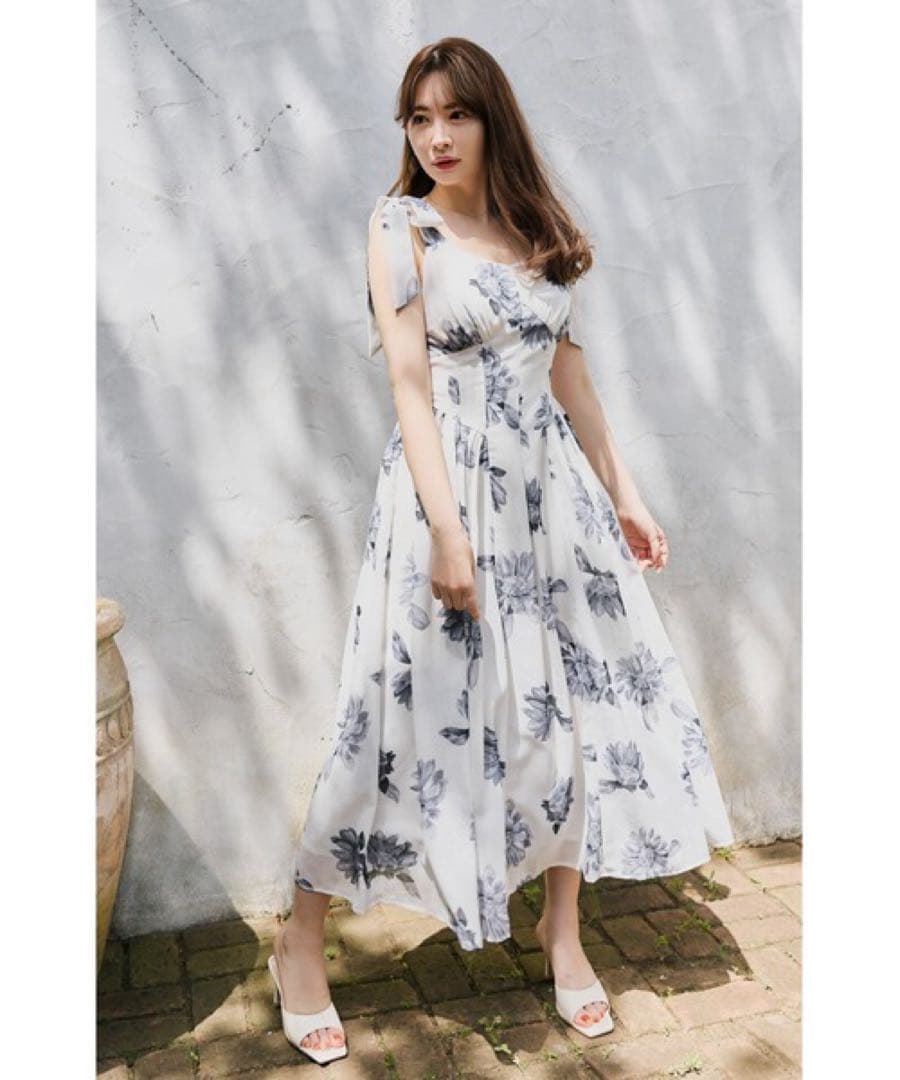 【美品】Sunflower-Printed Midi Dress