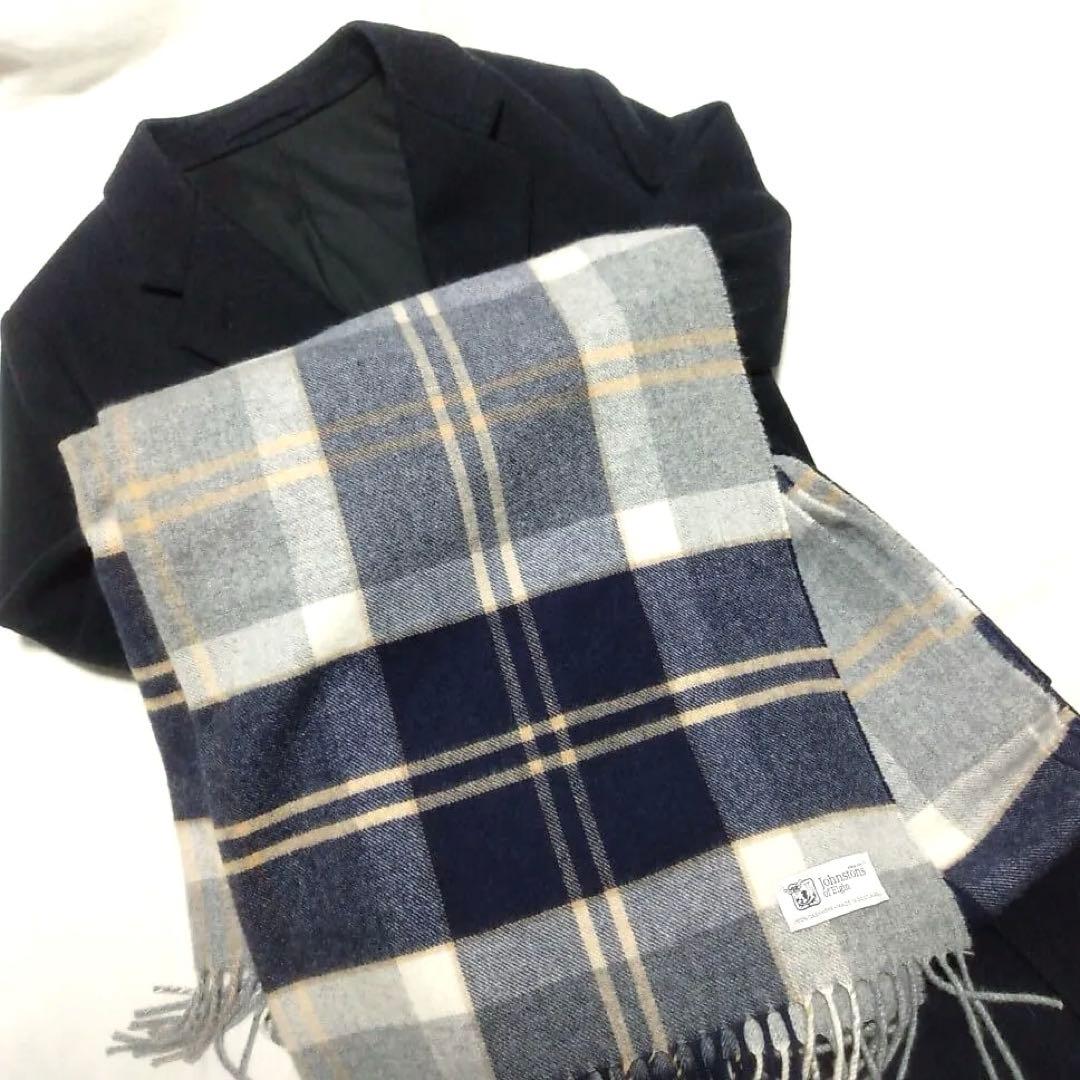 ジョンストンズ✳︎カシミヤ100%大判ストール✳︎SilverBannockbane
