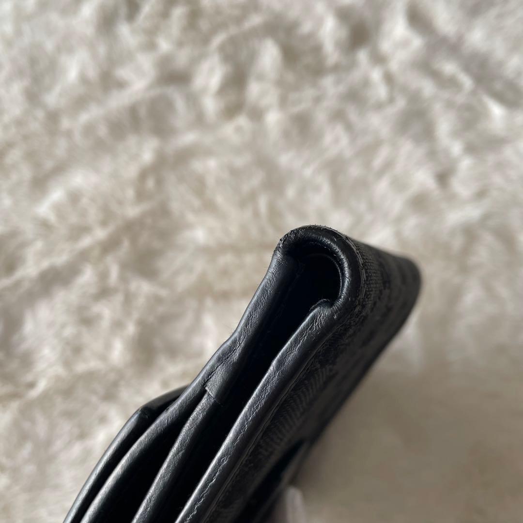 美品 ‪☆ GUCCI ブラック Wホック GGキャンバス レザー 二つ折り財布