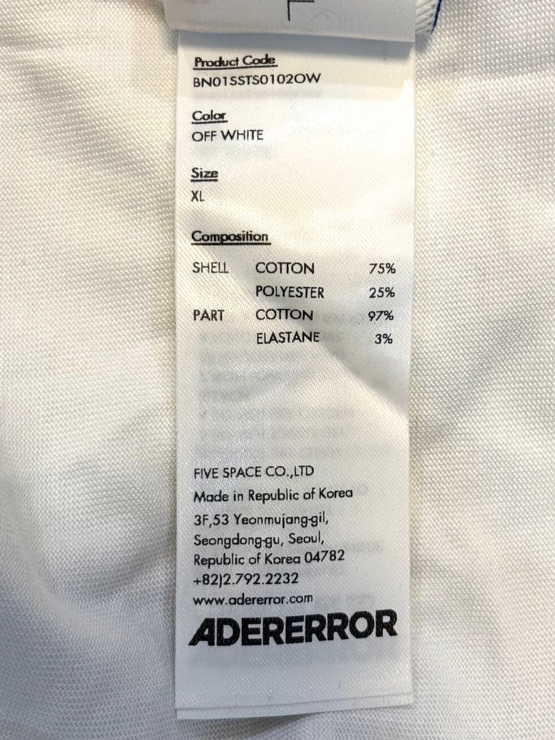 ADER ERROR　Nowia プリントTシャツ ホワイト×ブルー　XLサイズ