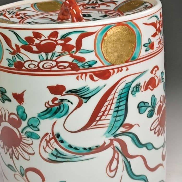 ウ230 水指『三代　西村徳泉造』『赤絵　水指　共箱』茶道具