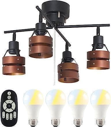 【M1835-133-100】 4灯シーリングライト 調光調色 北欧ウッド