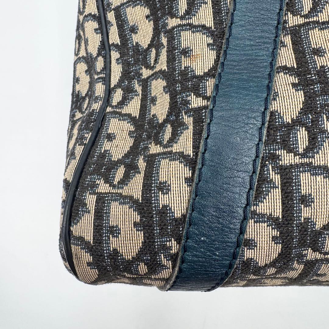 クリスチャンディオール　トロッター　ミニボストンバッグ　ネイビー　キャンバス