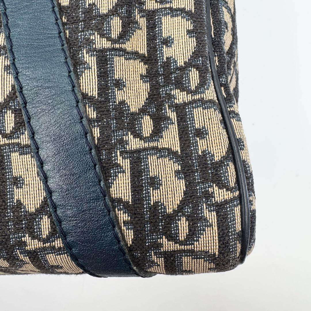 クリスチャンディオール　トロッター　ミニボストンバッグ　ネイビー　キャンバス