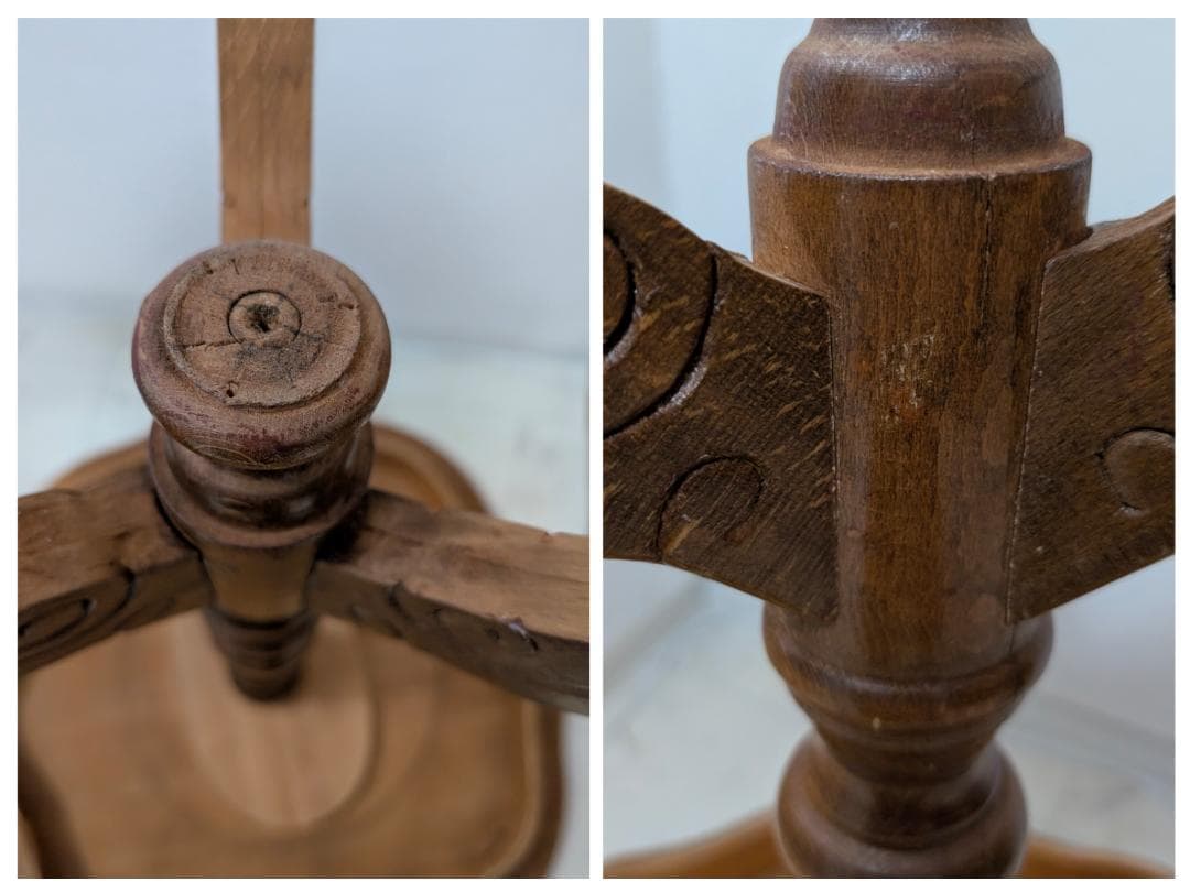 イタリア製 猫脚 ウッド サイドテーブル 象嵌細工 ビーチ 無垢材 ビンテージ