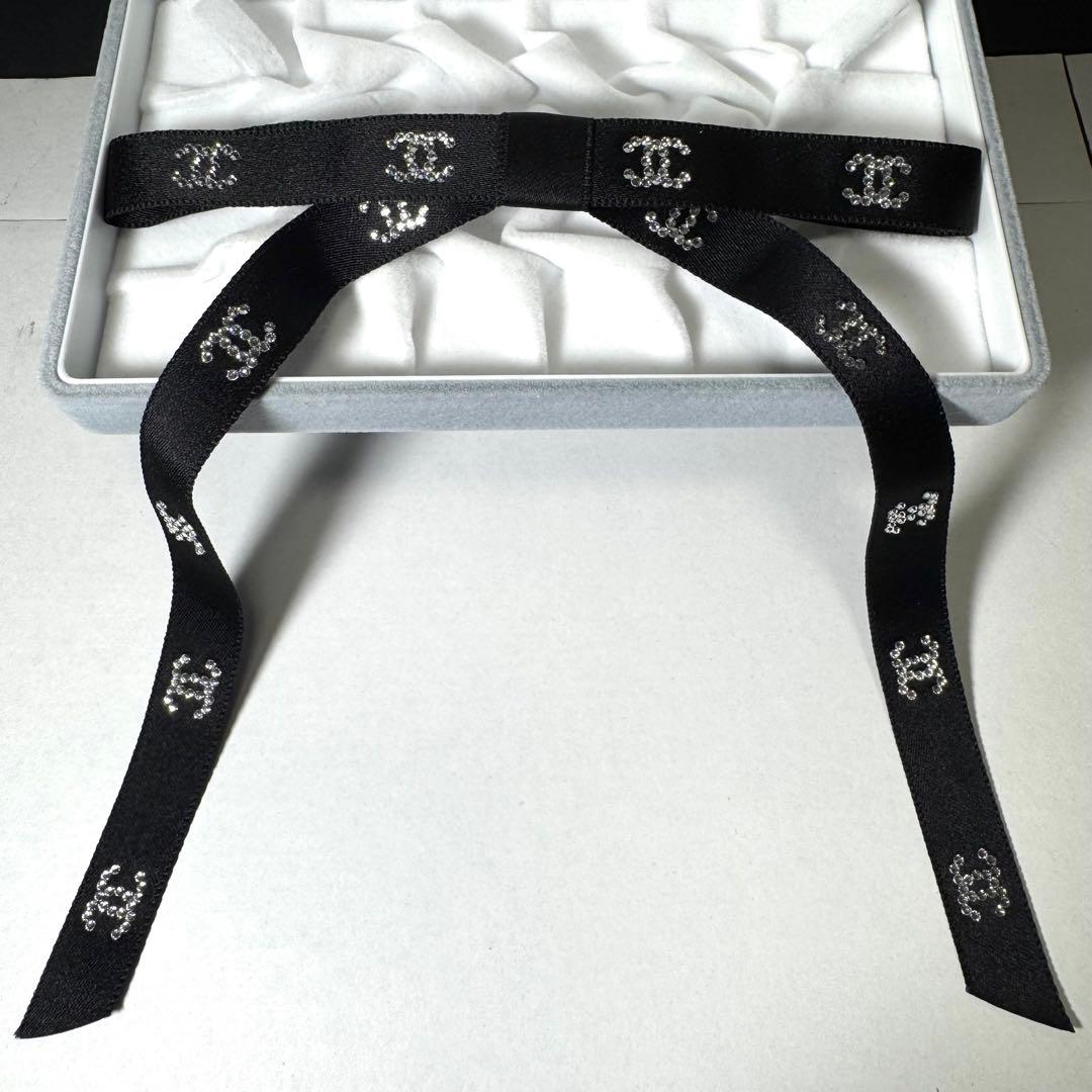 【未使用級★最新作】シャネル 25B ボウ バレッタ リボン ココマーク 黒