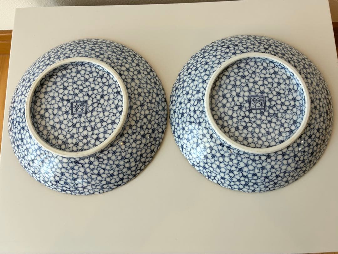 清水焼　京泉　桜染付　浅皿 2枚 セット