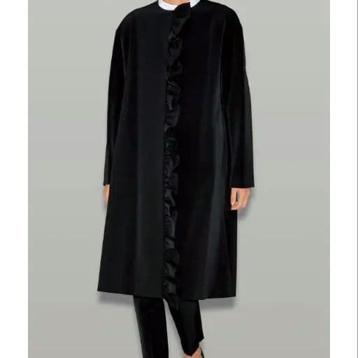 ブラック フロントラッフルコート