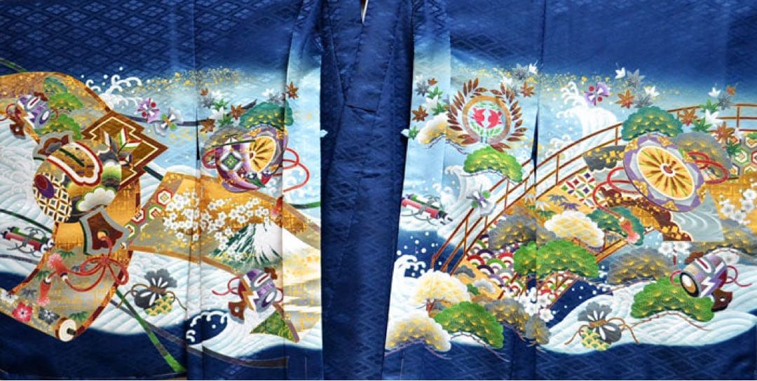 七五三 着物 男の子 袴 セット 3歳、5歳羽織袴 フルセット 鷹柄　紺