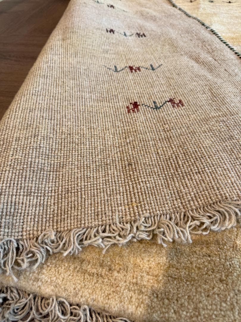 266x209cm 手織りペルシャギャッベ リビングラグ ナチュラル イラン