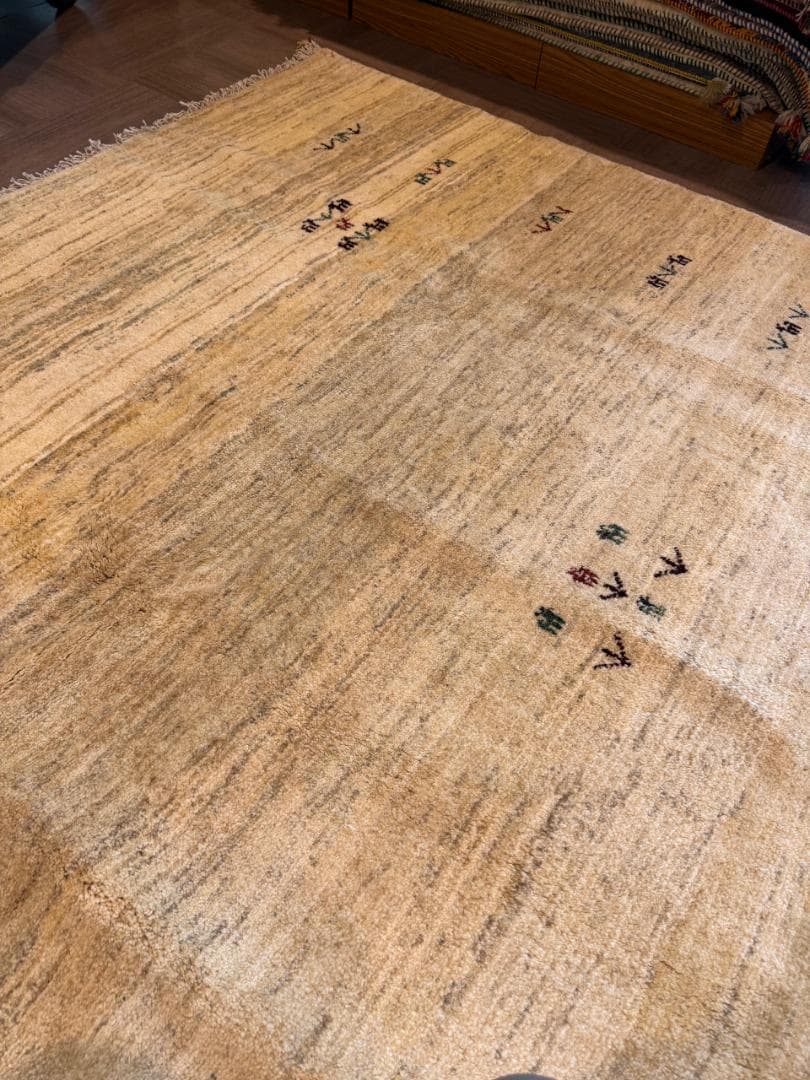 266x209cm 手織りペルシャギャッベ リビングラグ ナチュラル イラン