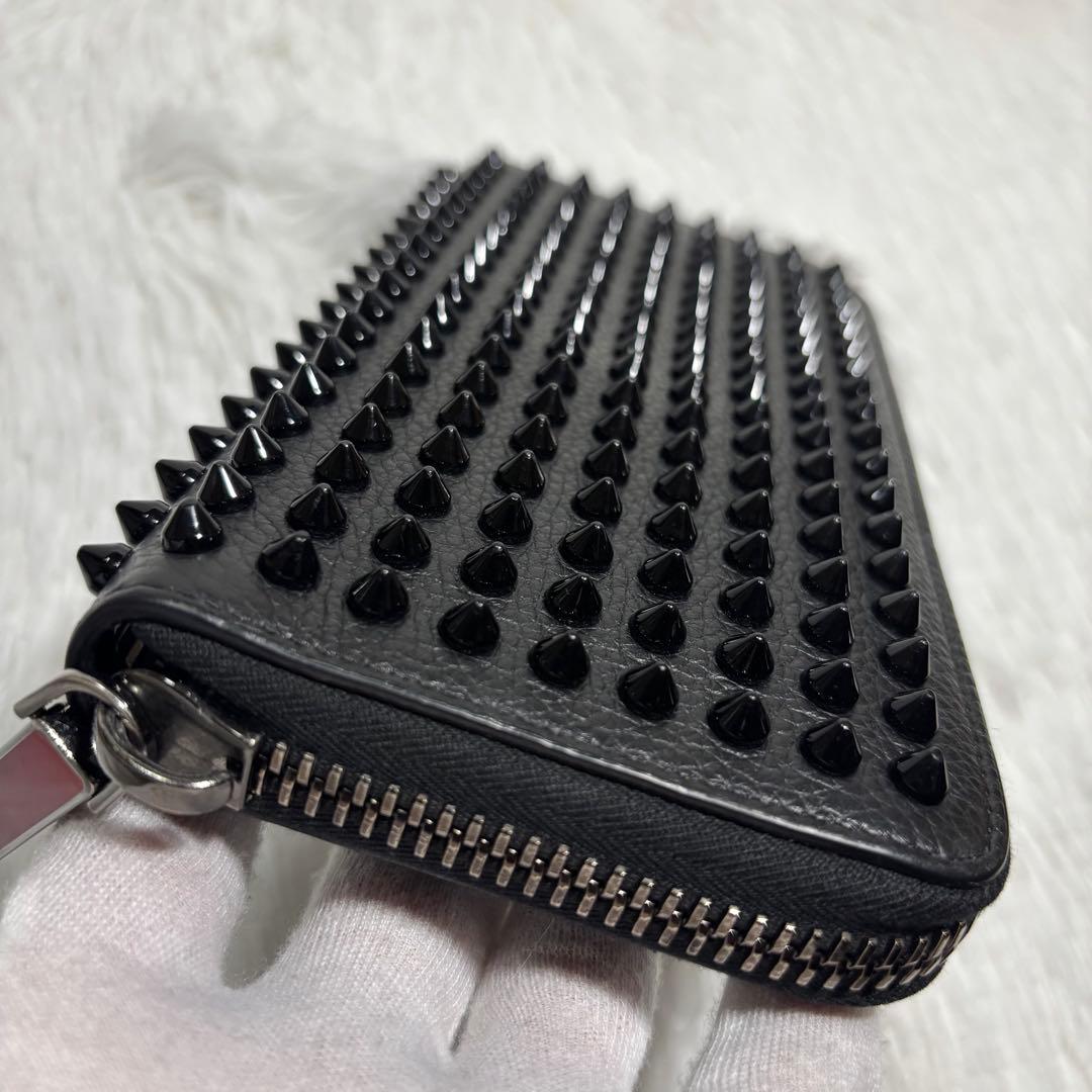 ✨07✨ パネトーネ スタッズ 長財布 レザー ラウンドジップ 革 黒