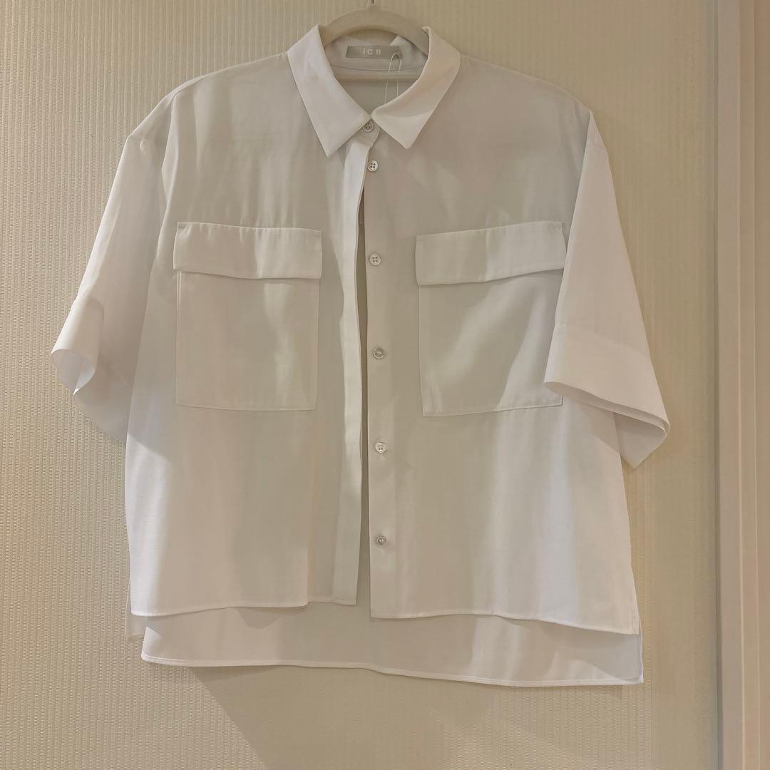 icb T/Rドライリネン クロップドシャツ 4 白 新品