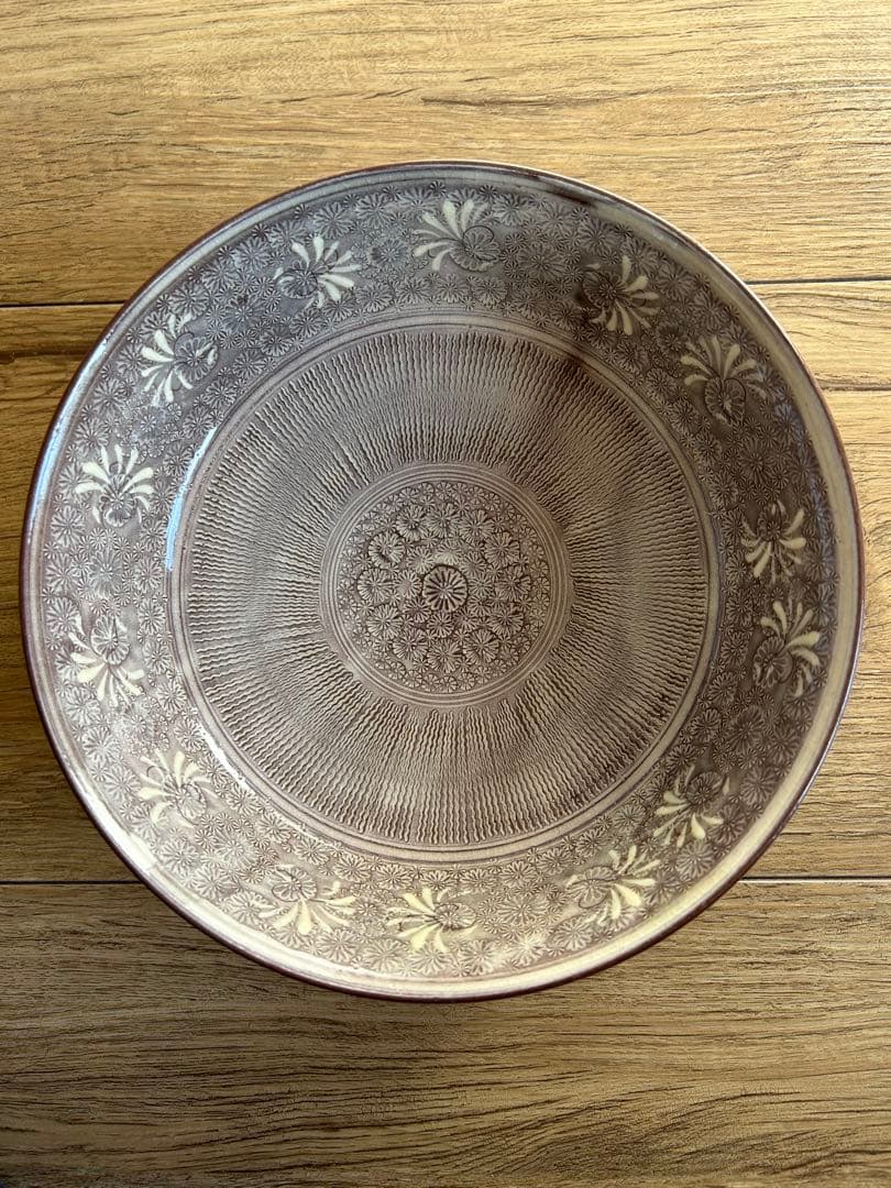 森里陶楽 平安陶楽 紫三島 鉢 菓子器 三島手 希少 象嵌 作家さん