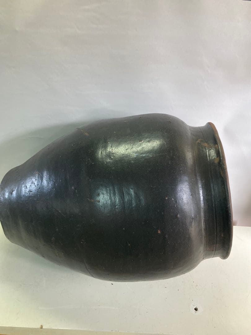 訳あり。大型時代物 大瓶。睡蓮鉢 メダカ鉢 古民具 アンティーク 高67cm。