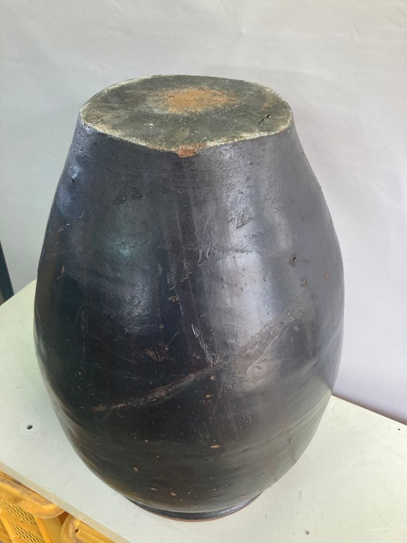 訳あり。大型時代物 大瓶。睡蓮鉢 メダカ鉢 古民具 アンティーク 高67cm。